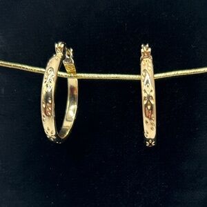 New 12k Gold Embossed Hoop Earrings